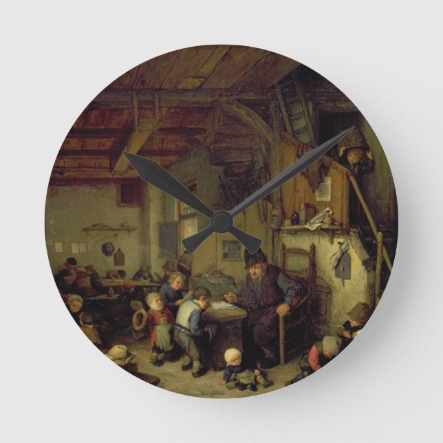 Reloj Redondo Mediano El Maestro de Escuela, c.1662 (óleo sobre tabla) (Anverso)