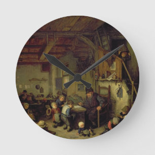 Reloj Redondo Mediano El Maestro de Escuela, c.1662 (óleo sobre tabla)