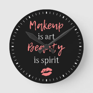 Reloj Redondo Mediano El maquillaje es belleza del arte es alcohol