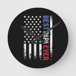 Reloj Redondo Mediano El mejor papá del día del padre con la bandera est
