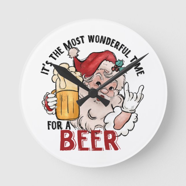 Reloj Redondo Mediano El momento más maravilloso para una cerveza (Anverso)