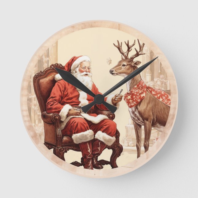 Reloj Redondo Mediano El momento tranquilo de Santa Claus