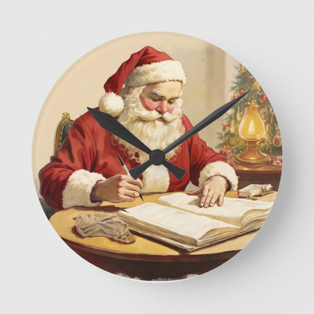 Reloj Redondo Mediano El momento tranquilo de Santa Claus (Anverso)