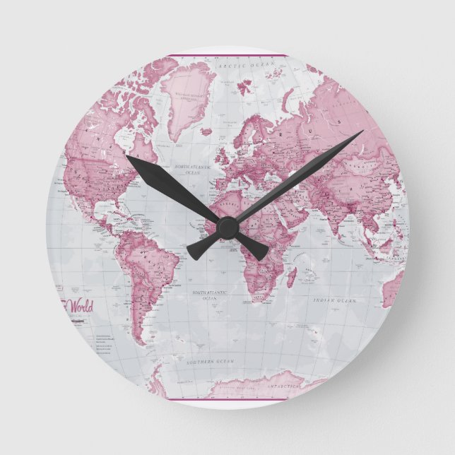 Reloj Redondo Mediano El mundo es arte - rosa (Anverso)