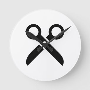 Reloj Redondo Mediano El negro Scissors el icono