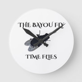 Reloj Redondo Mediano El Original Bayou Fly El Tiempo Vuela