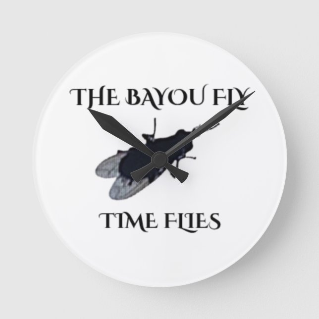 Reloj Redondo Mediano El Original Bayou Fly  El Tiempo Vuela (Anverso)