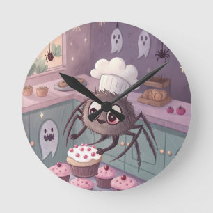 Reloj Redondo Mediano El panadero araña   Póster Kawaii de Halloween