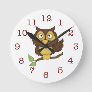 Reloj Redondo Mediano El Pared-reloj del niño lindo del búho