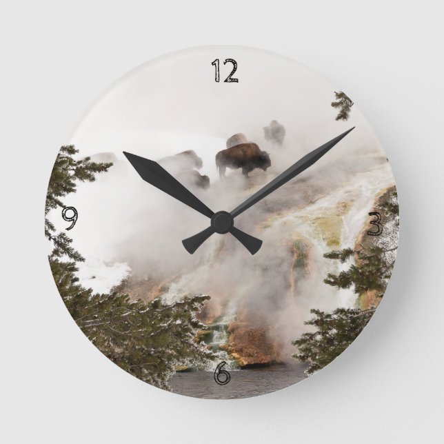 Reloj Redondo Mediano ¡El Parque Nacional Yellowstone es asombroso! (Anverso)