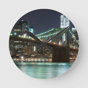 Reloj Redondo Mediano El puente de Brooklyn - color