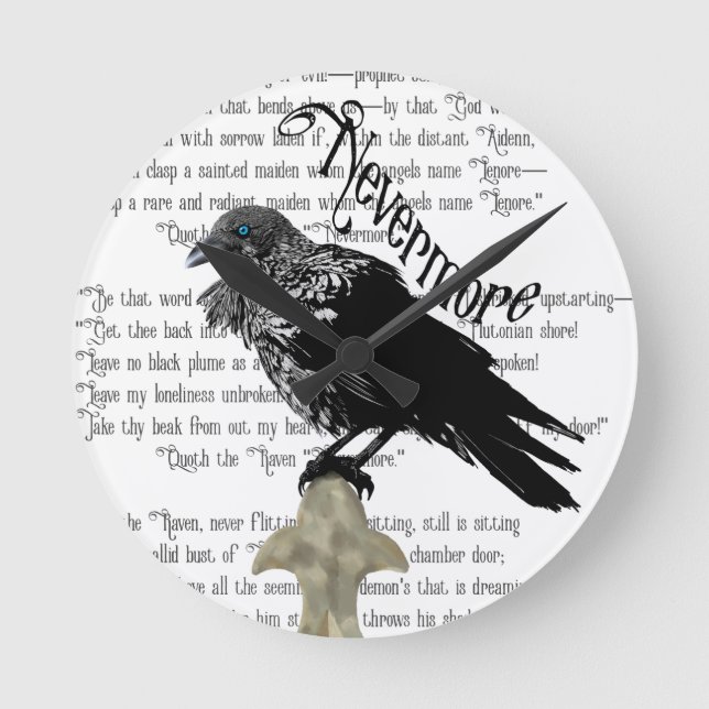 Reloj Redondo Mediano El ravén de Edgar Allan Poe (Anverso)