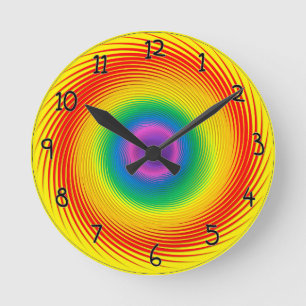 Reloj Redondo Mediano El remolino brillante del arco iris embroma el