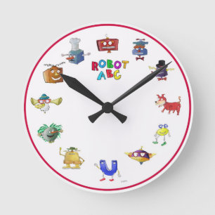 Reloj Redondo Mediano El robot ABC registra por la caza de Jerry