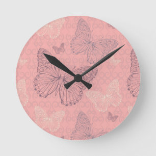 Reloj Redondo Mediano El rosa de la mariposa