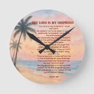 Reloj Redondo Mediano El Señor Es Mi Pastor Salmo 23 Sunset Beach