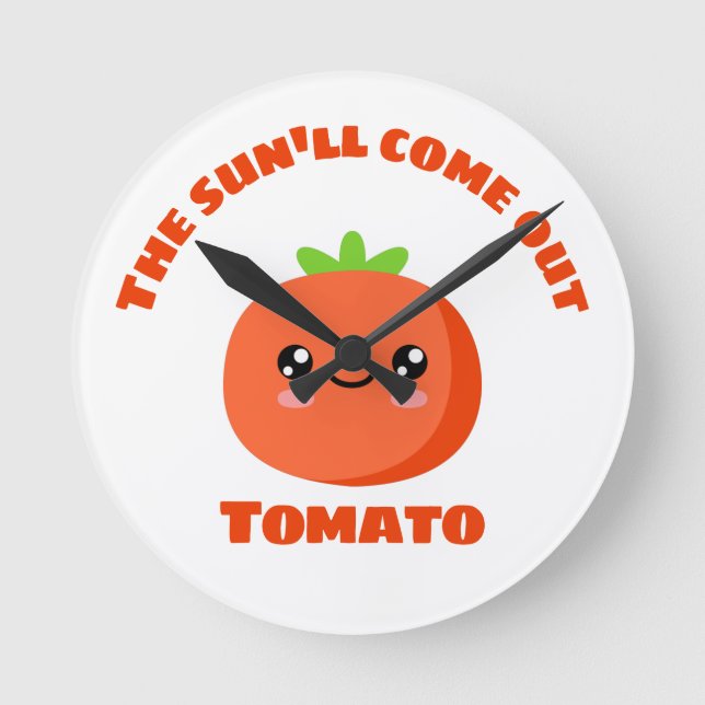 Reloj Redondo Mediano El sol saldrá de Tomate (Anverso)