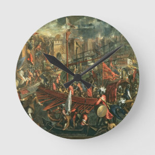 Reloj Redondo Mediano El tomar de Constantinopla (aceite en lona)