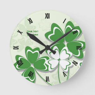 Reloj Redondo Mediano  El trébol irlandés shamrock St. Patrick's Day