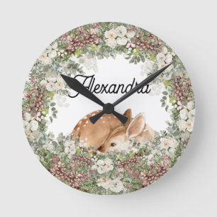 Reloj Redondo Mediano El venado de invierno Woodland El salvaje
