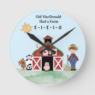 Reloj Redondo Mediano El Viejo MacDonald Tenía Una Granja