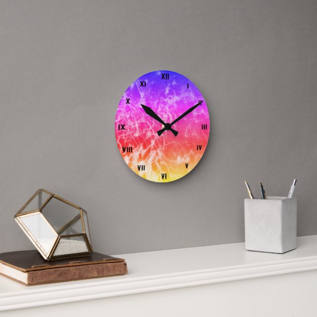 Reloj Redondo Mediano Electric Light Lines Gradient Abstract Modern. (Oficina)