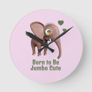 Reloj Redondo Mediano Elefante bebé lindo personalizado nacido para ser