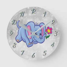 Reloj Redondo Mediano Elefante de dibujos animados lindo