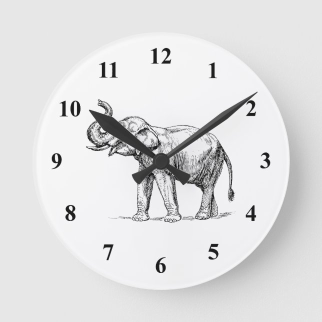 Reloj Redondo Mediano Elefante indio (Anverso)