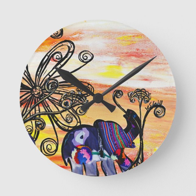 Reloj Redondo Mediano Elefante indio (Anverso)