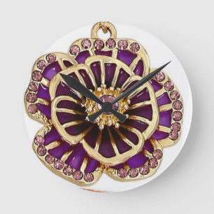 Reloj Redondo Mediano Elegancia eterna Diamante de imitación floral púrp