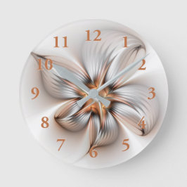 Reloj Redondo Mediano Elegancia floral modernidad Resumen arte fractal