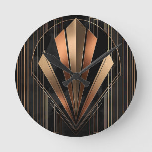 Reloj Redondo Mediano Elegancia geométrica metálica Art Deco