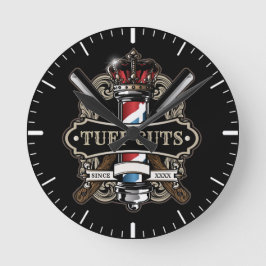 Reloj Redondo Mediano Elegant Barbershop Logo Personalize 2