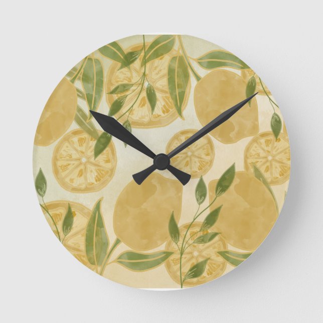 Reloj Redondo Mediano Elegant Botanical Lemon Greenery (Anverso)