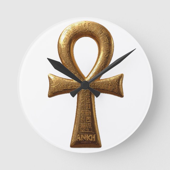 Reloj Redondo Mediano Elegant Egyptian Ankh Symbol Wall Art (Anverso)