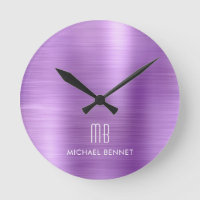 Elegant Monogrammed Purple Brushed Metallic