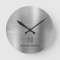 Elegant Monogrammed Silver Gray Brushed Metallic