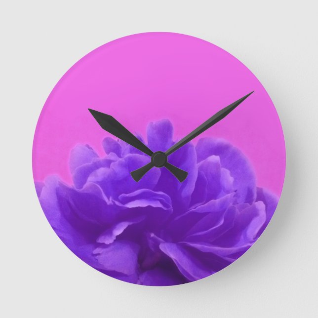 Reloj Redondo Mediano Elegant Purple Raspberry Floral (Anverso)