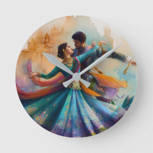 Reloj Redondo Mediano ✨Elegante arte en acuarela de pareja de baile Kath