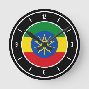 Reloj Redondo Mediano Elegante bandera de Etiopía