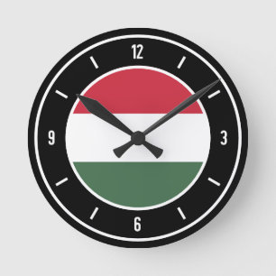 Reloj Redondo Mediano Elegante bandera de Hungría