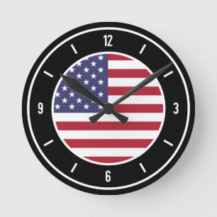 Reloj Redondo Mediano Elegante bandera de los Estados Unidos