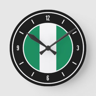 Reloj Redondo Mediano Elegante bandera de Nigeria