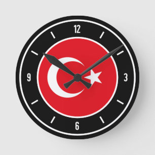 Reloj Redondo Mediano Elegante bandera de Turquía