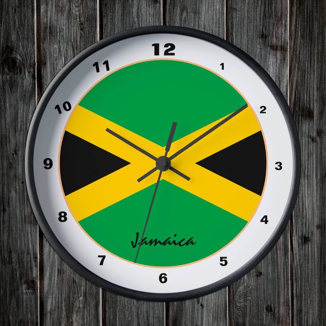 Reloj Redondo Mediano Elegante Bandera Jamaiquina, Jamaica Hogar / Diseñ (Subido por el creador)