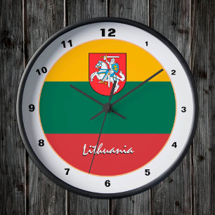 Reloj Redondo Mediano Elegante Bandera lituana, hogar de Lituania / dise
