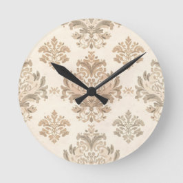 Reloj Redondo Mediano Elegante beige damasco vintage casa de campo franc