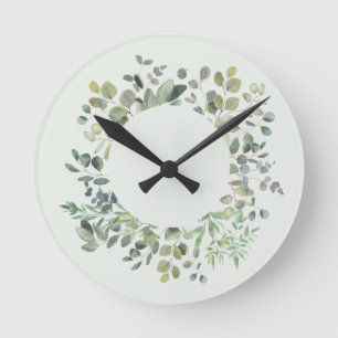 Reloj Redondo Mediano Elegante bifurcación Eucalyptus Dusty Green