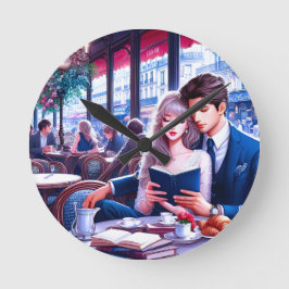 Reloj Redondo Mediano Elegante Cafe Parisiense Fecha: Un Escape Romántic